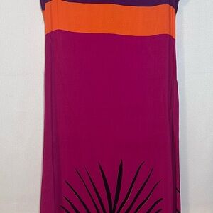 Vintage Elegant Colorblock Maxi Dress in Purple and Orange